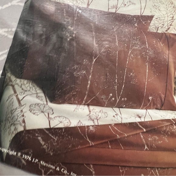 Vintage Utica by Stevens Percale Full flat Sheet Botanical Gray white print - Picture 5 of 5